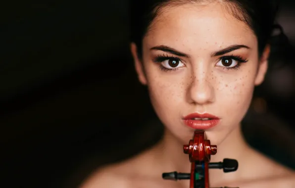 Picture girl, violin, portrait