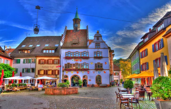 Picture building, home, Germany, area, fountain, Germany, Baden-Württemberg, Baden-Württemberg