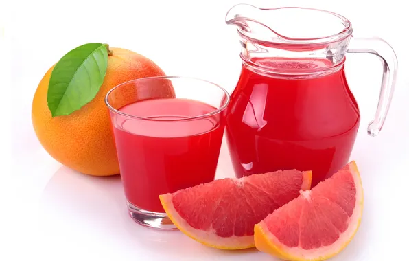 Glass, juice, fruit, citrus, pitcher, grapefruit, slices