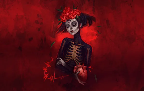 Picture Girl, Style, Calavera, Illustration, Day of the Dead, Day of the Dead, Sugar Skull, Katrina