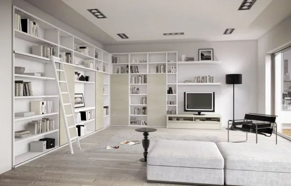 Design, style, room, interior, library, living room