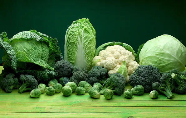 Green, green, vegetables, color, cabbage, wood, broccoli, vegetables