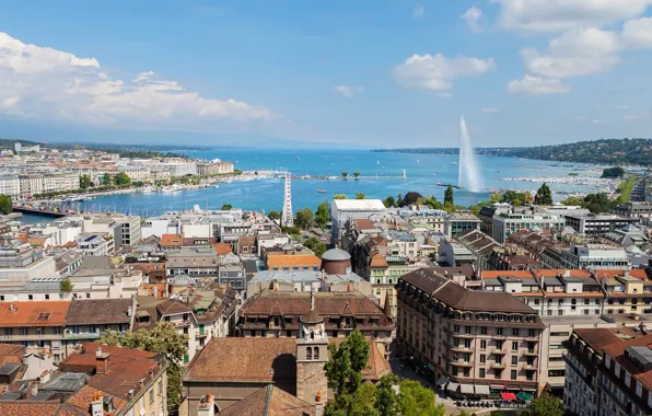 Picture roof, the sky, the sun, clouds, home, Switzerland, pier, panorama