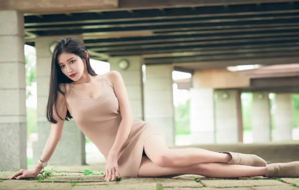 Picture summer, girl, pose, dress, legs, beauty