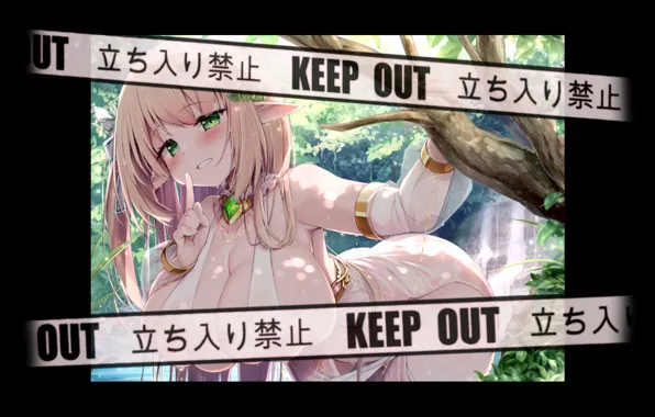Girl, anime, art, priestess, elf, wood elf, Forest, priestess