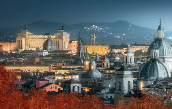 Picture autumn, night, the city, Rome, Italy