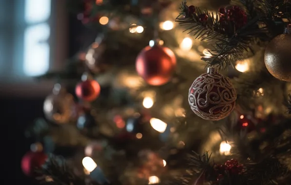 Balls, Christmas, New year, herringbone, AI art, neural network