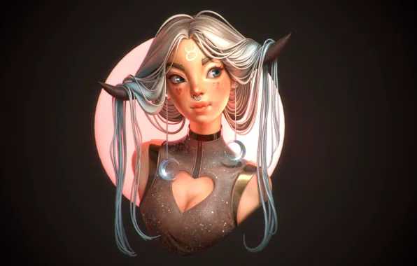 Girl, rendering, a month, fantasy, art, heart, Morgana Malville, Taurus Lady