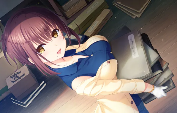 Girl, books, notebook, Summer Pockets