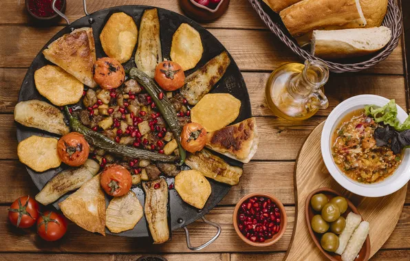 Potato, cooked, aubergine, azerbaijani, cizbiz, her