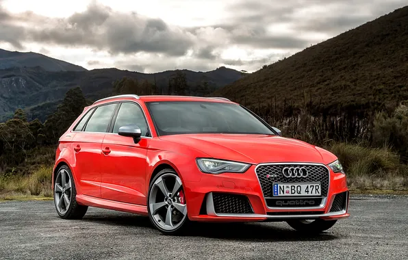 Audi, Audi, red, RS 3