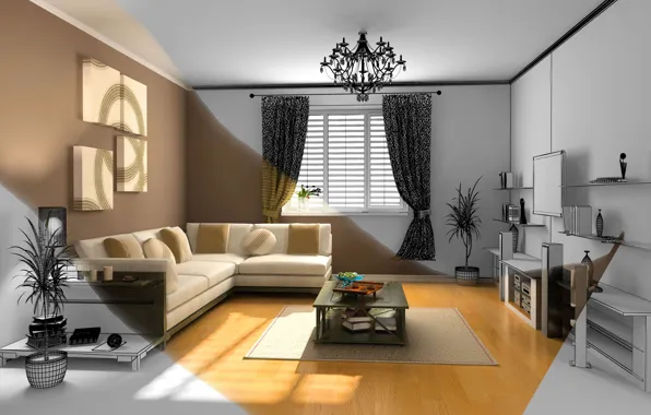 Flowers, comfort, table, background, room, sofa, Wallpaper, interior