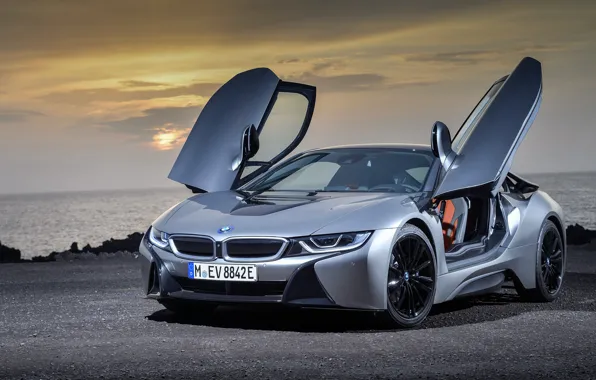 Picture sunset, coupe, 2018, BMW i8