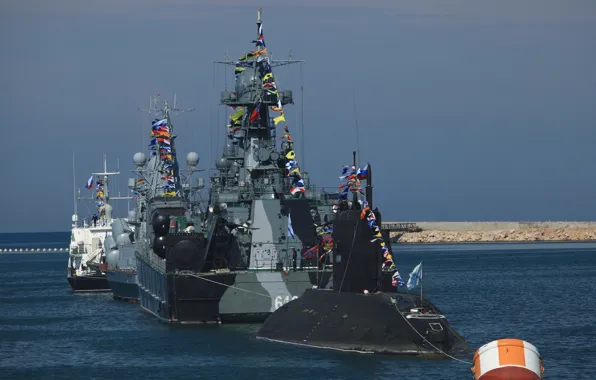 Ships, parade, Navy, combat, The black sea, Sevastopol