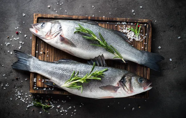 Fish, Board, spices, salt
