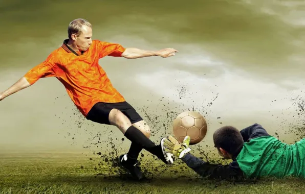 Football, the ball, goalkeeper, catches, Goalkeeper