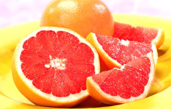 Plate, fruit, grapefruit, grapefruit