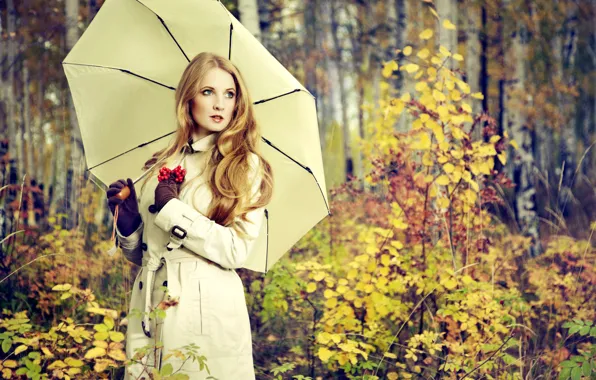 Picture girl, Park, mood, umbrella, blur, beautiful, date, Rowan