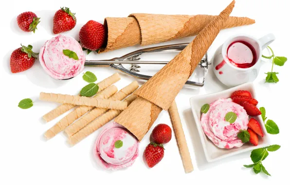 Strawberry, ice cream, sweets, jam