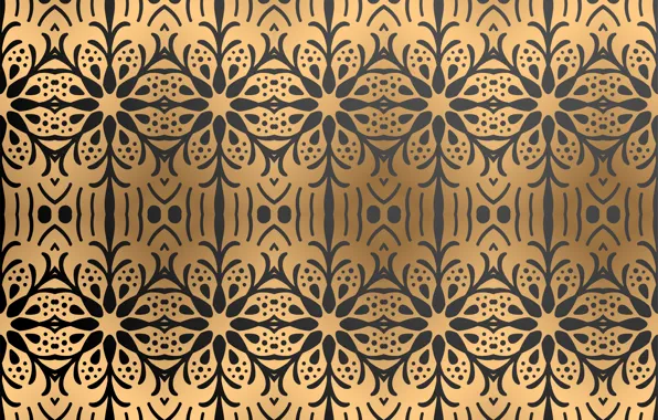 Picture flowers, background, pattern, black, texture, ornament, Golden background