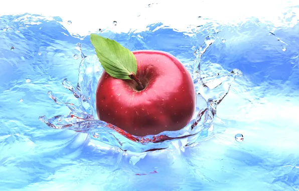 Water, squirt, Apple, Apple, water, splashes