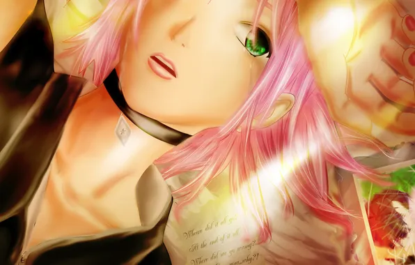 Picture girl, art, tear, naruto, pink hair, haruno sakura, abyss-valkyrie