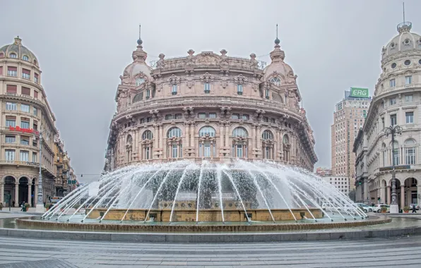 Wallpaper building, area, Italy, fountain, Italy, Genoa, Genoa for