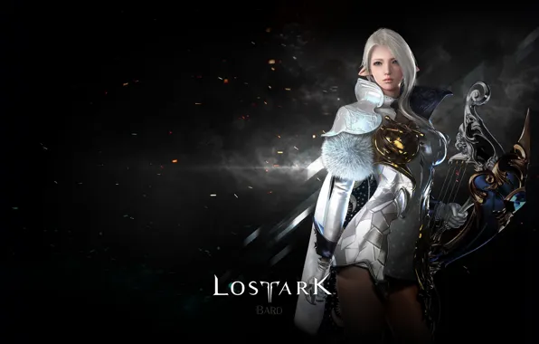 Look, girl, black background, Lost Ark