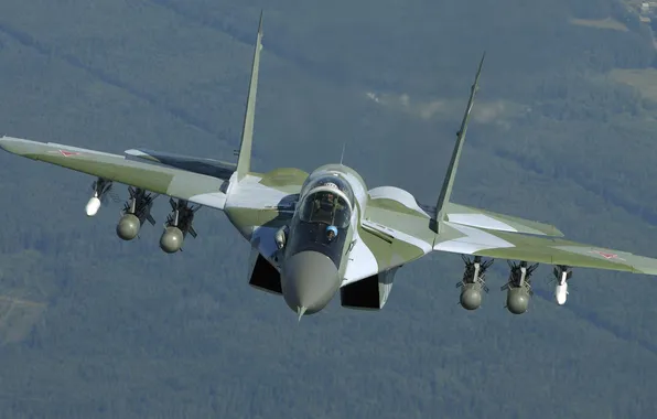 Aircraft, flying, MiG-29, camouflage, jet fighter