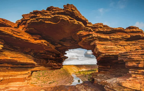Rock, Australia, arch, National Park Kalbarri