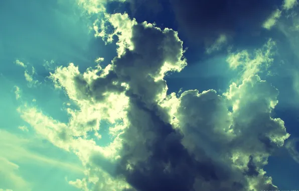 The sky, clouds, rays, photo, ease, treatment, picture, weightlessness