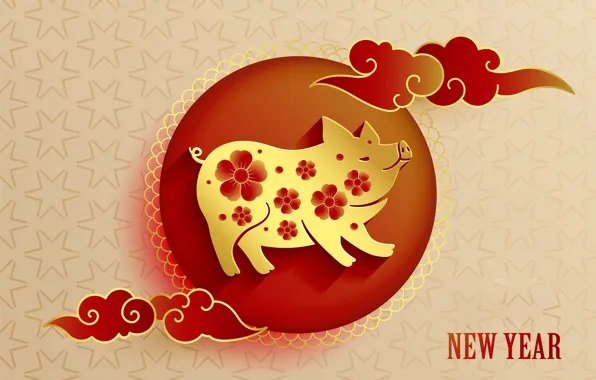 New year, pig, 2019