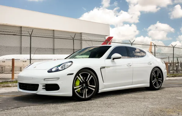 Picture Panamera, Porche, White, Airport