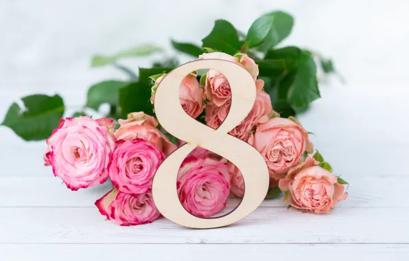 Picture holiday, roses, bouquet, congratulations, 8-Mar