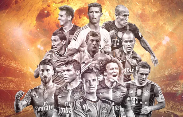 David Luiz, Messi, Ronaldo, Mary, Sergio Ramos, Iniesta, New, Kross