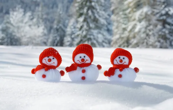 New Year, Christmas, snowmen, winter, snow, merry christmas, snowman