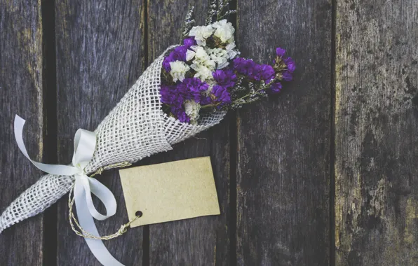 Flowers, bouquet, wood, flowers, purple