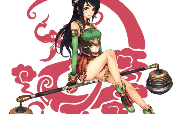 Look, girl, smile, sitting, art, gyakushuu no hoshiumi