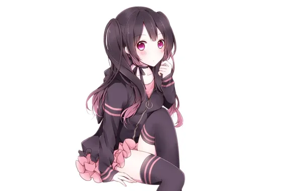 Anime, girl, white background