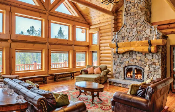 Picture design, style, Villa, interior, fireplace, living room