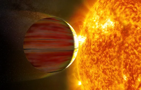 Picture the sun, space, planet