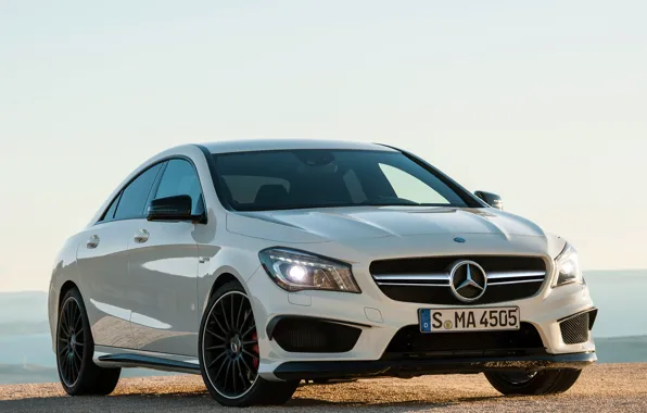 Picture machine, white, lights, Mercedes-Benz, Mercedes, AMG, the front, CLA