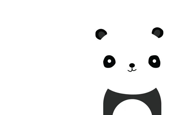 White, smile, black, minimalism, Panda