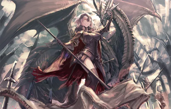 Girl, anime, art, fate grand order, jeanne age
