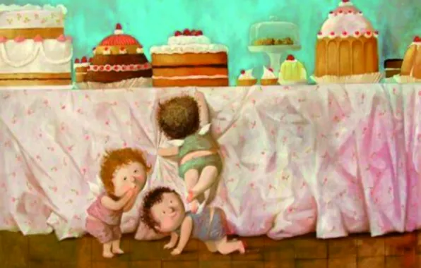 Children, cakes, treats, cake, Gapchinska