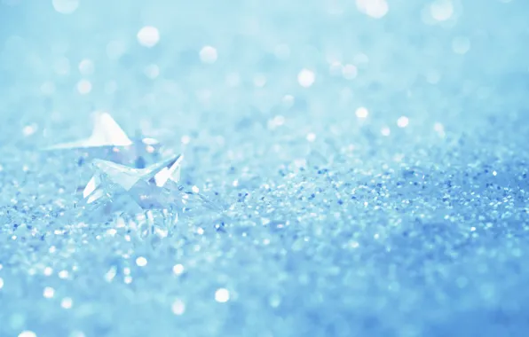 Glass, stars, lights, background, holiday, blue, Shine, new year