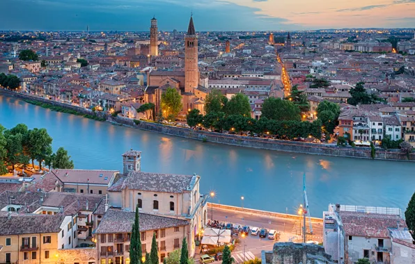 The city, river, Italy, Verona