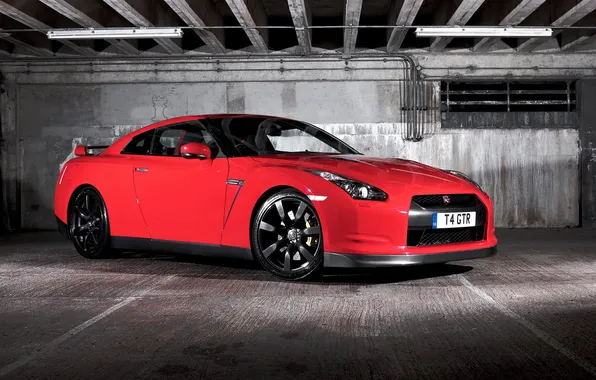 Picture car, nissan, GTR, black-red
