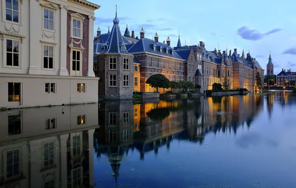 Lake, pond, reflection, building, home, Netherlands, Netherlands, The Hague