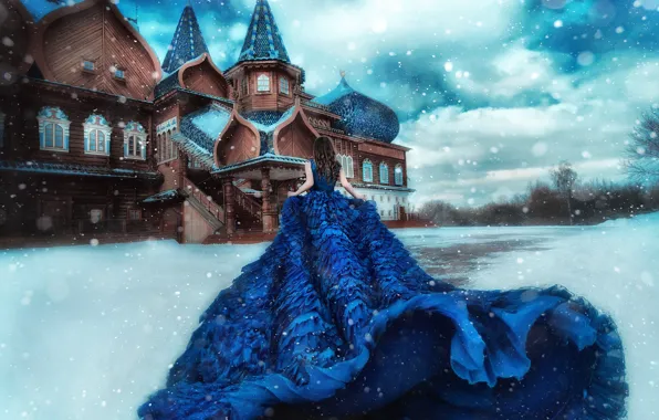 Picture winter, girl, snow, mood, dress, Terem, by Maria Lipina, Paulina Czech
